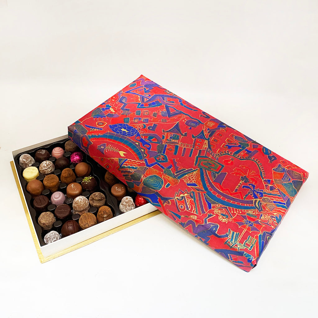 72 Piece Red Abstract Silk Box