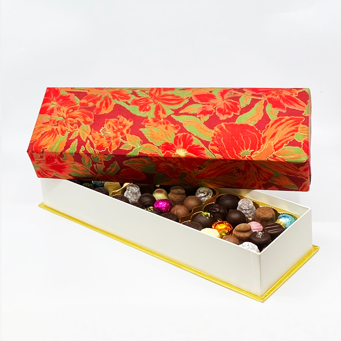 96 Piece Red Floral Silk Box