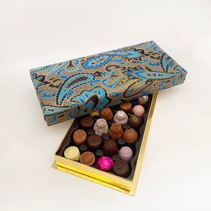 36 Piece Icy Blue Paisley Silk Box